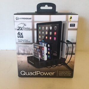 🎁 HYPERGEAR QUAD POWER CHARGING STATION 2x FASTER 4x USB FOR APPLE AND ANDROID
